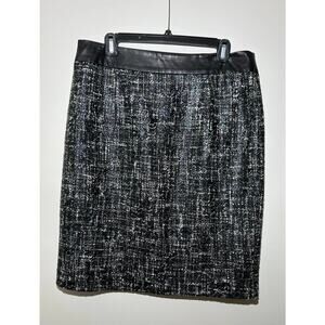 BANANA REPUBLIC Black White Tweed Lined Acrylic Skirt Career Business Womens 12